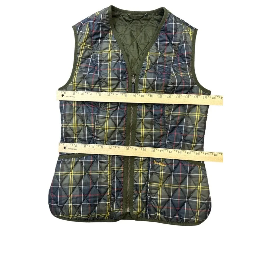 Barbour Vest Tartan Betty Quilted Gilet Liner Womens 6 Green Classic